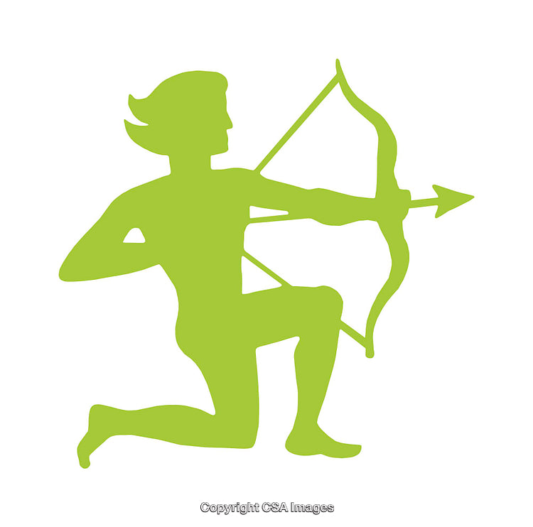 Green Archer Silhouette Holding Bow and Arrow in Iconic Pose