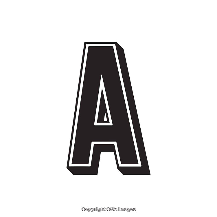 Bold Black Letter A with Modern Typeface on White Background