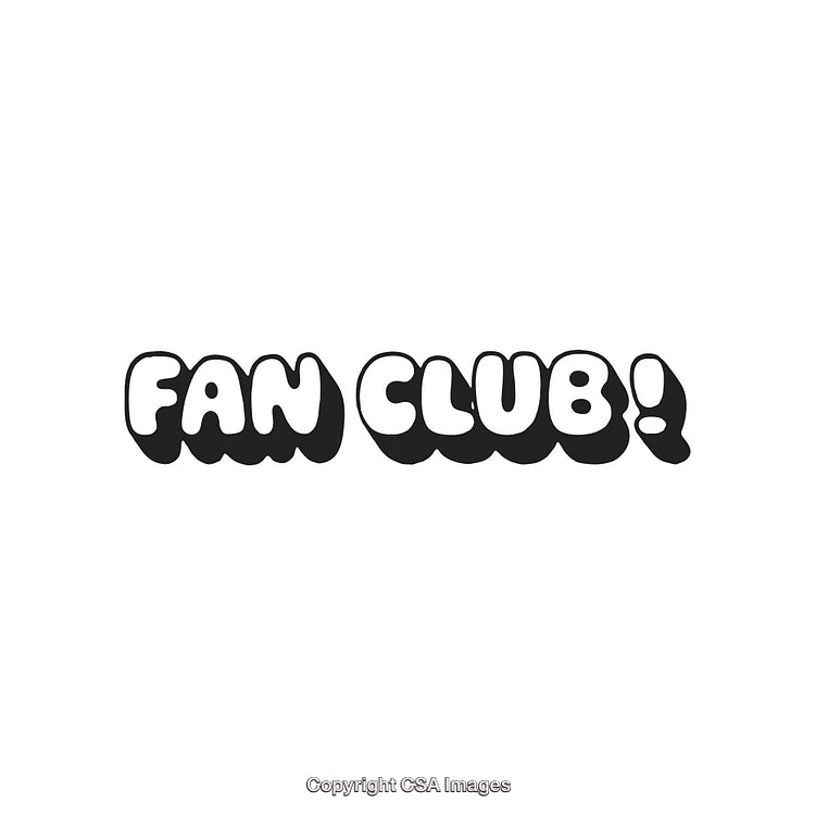Playful Fan Club Typography Design with Bold Lettering on White Background