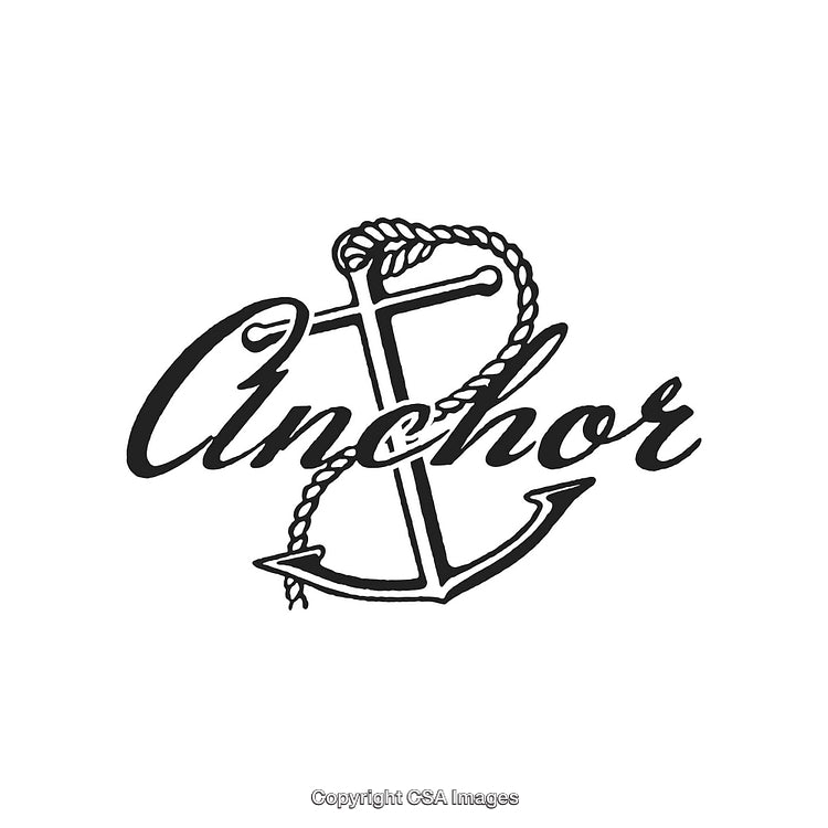 Stylized Anchor Design with Rope and Text on a White Background
