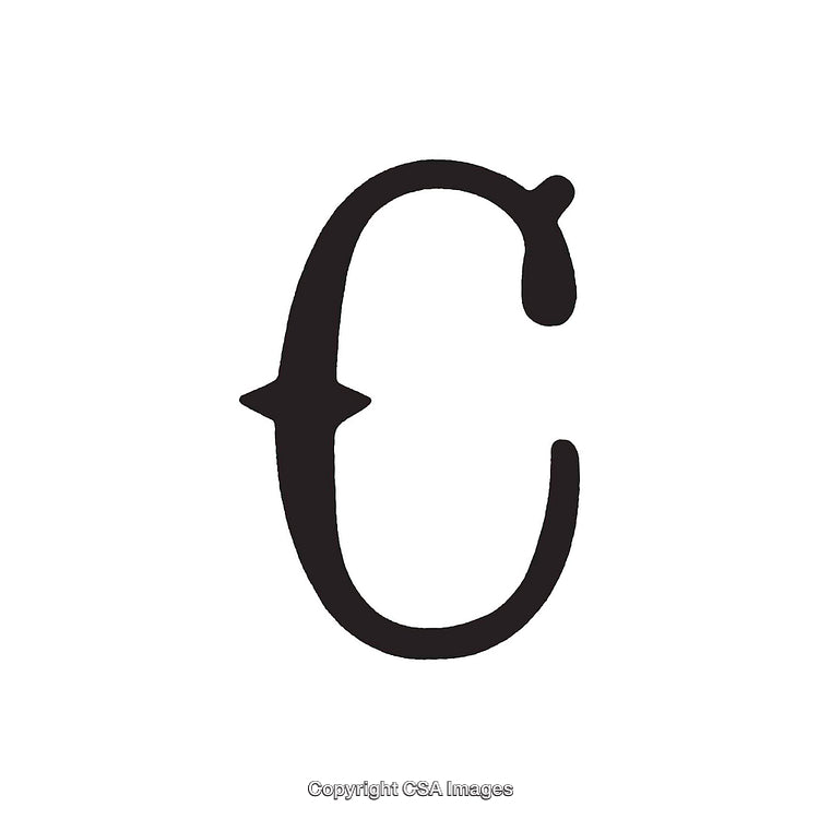 Elegant Calligraphy Letter C in Black on White Background