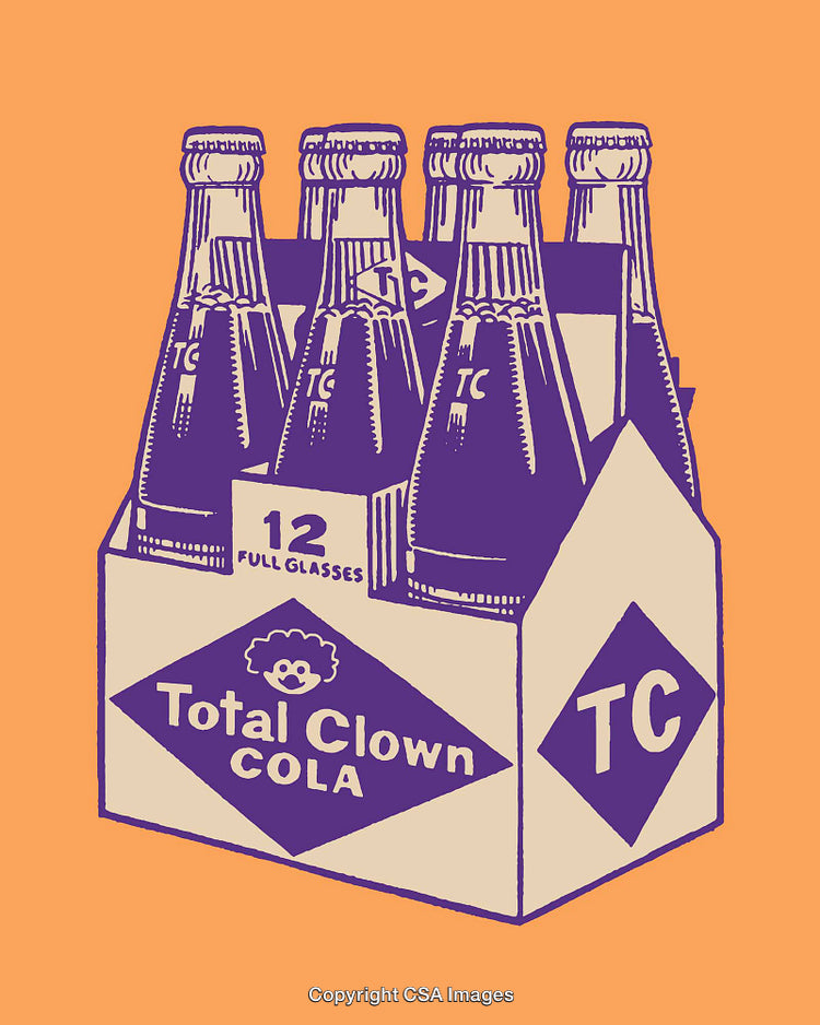 Illustration of Soda Bottles in Retro Style with Bold Colors and Details