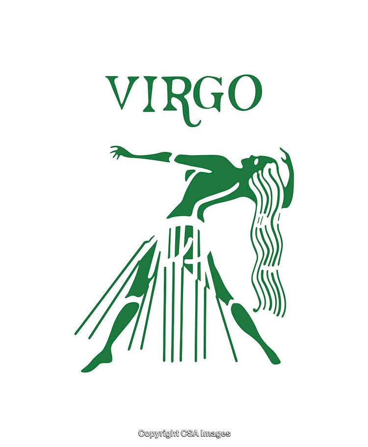 Green Virgo Zodiac Sign Illustration on White Background
