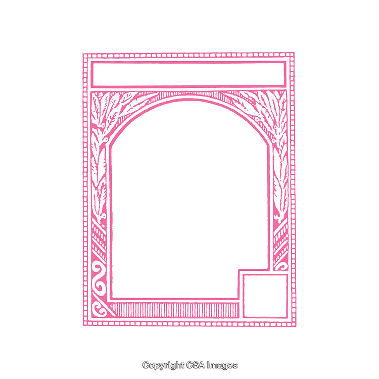 Pink Ornate Decorative Border With Intricate Design on White Background