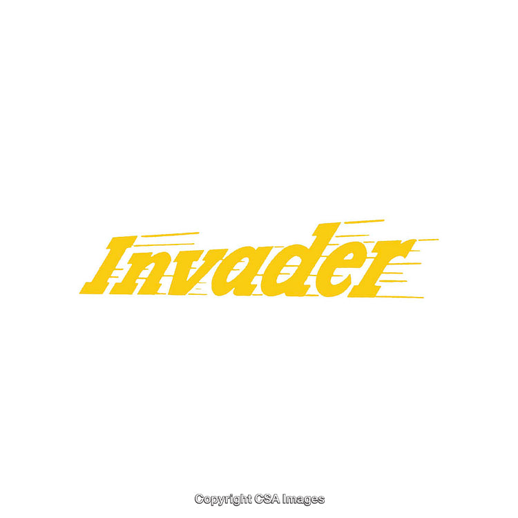 Yellow Typography of the Word Invader on White Background