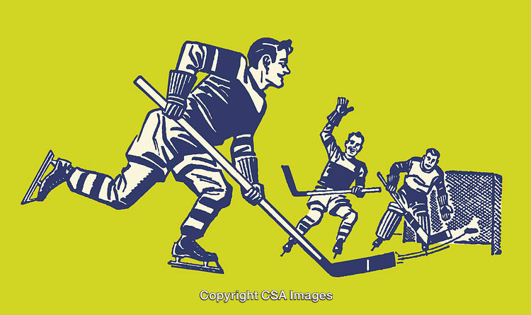 Vintage Style Ice Hockey Illustration of Game in Action