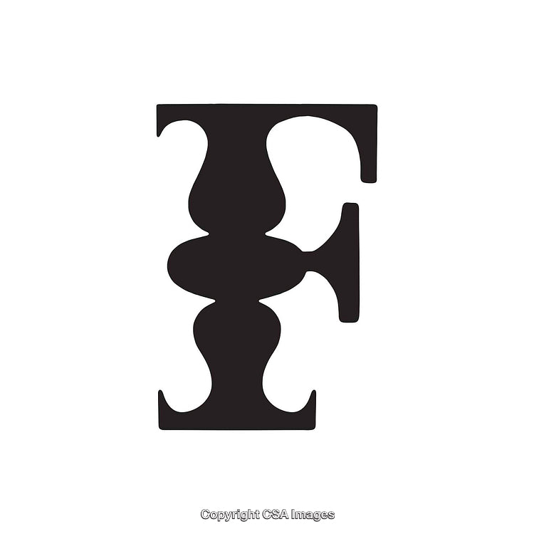 Stylized Blackletter Design Depicting the Letter F in Modern Art Style