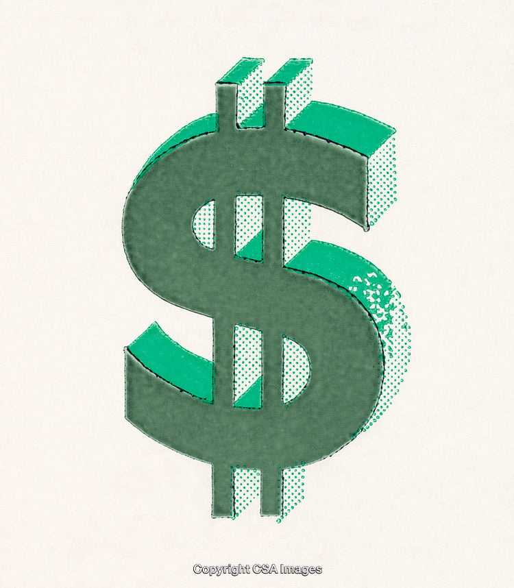 Abstract Green Dollar Sign with Halftone Texture on White Background