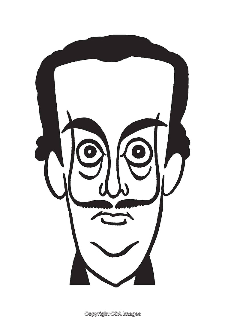 Black and White Line Art Portrait of a Character with Unique Expression