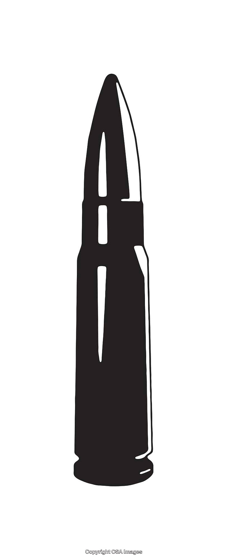 Black and White Line Art Illustration of a Bullet Design