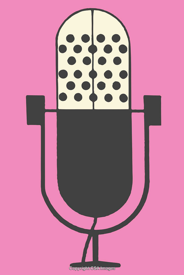 Vintage Microphone Illustration on Vibrant Pink Background