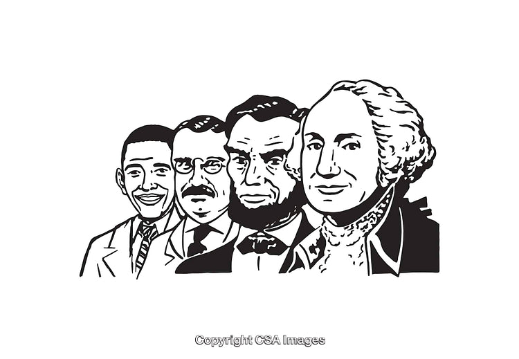 Black and White Illustrations of Famous Historical Figures in Line Art Style