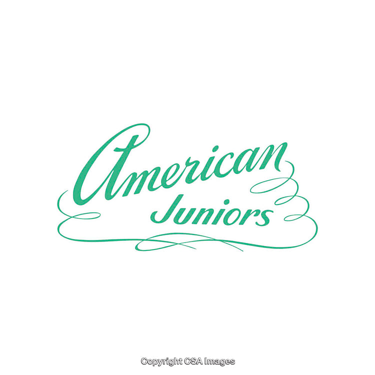 Elegant Green Script Text Saying American Juniors on White Background