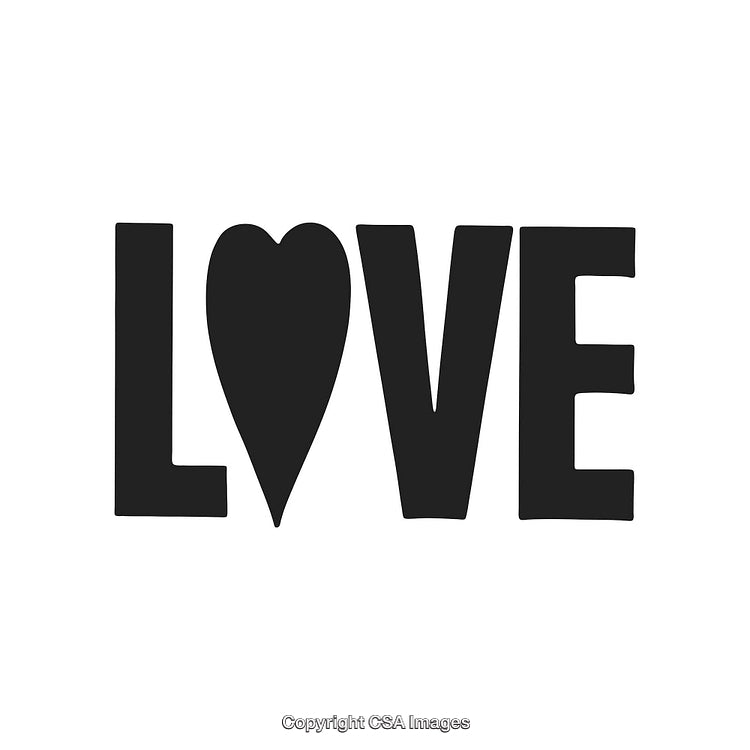 Black and White Love Typography with Heart Symbol in Minimalist Design