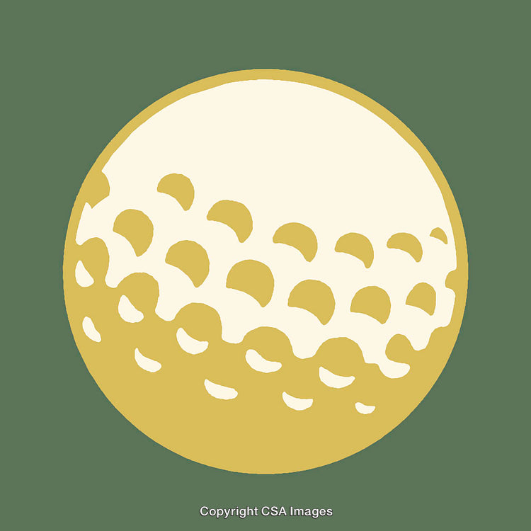 Minimalistic Line Art of a Dimpled Golf Ball on Green Background