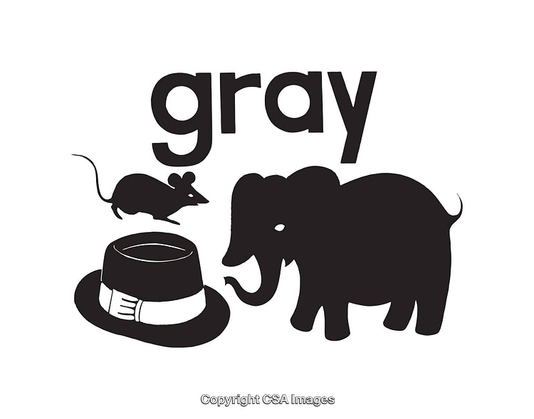 Black and White Line Art Illustrations With Hat, Elephant, and Mouse
