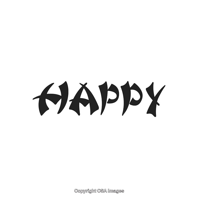 Bold Black Text Reading 'Happy' in Unique Font Style