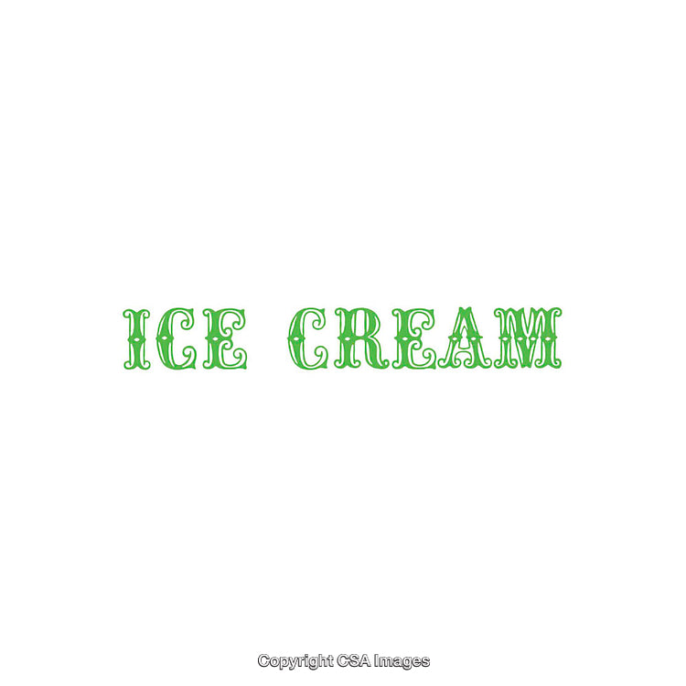Green Text Design Featuring the Words Ice Cream on a White Background