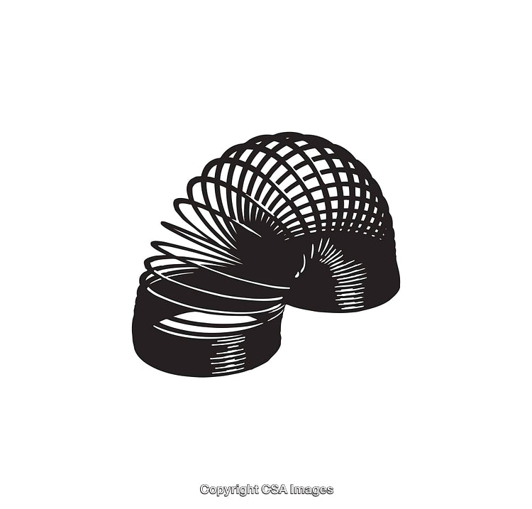 Black and White Line Art Depiction of Wire Coil Spring