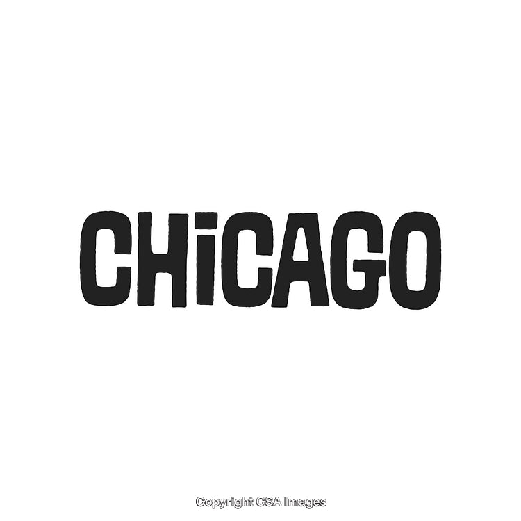 Black Bold Chicago Typography on White Background with Vintage Design Style