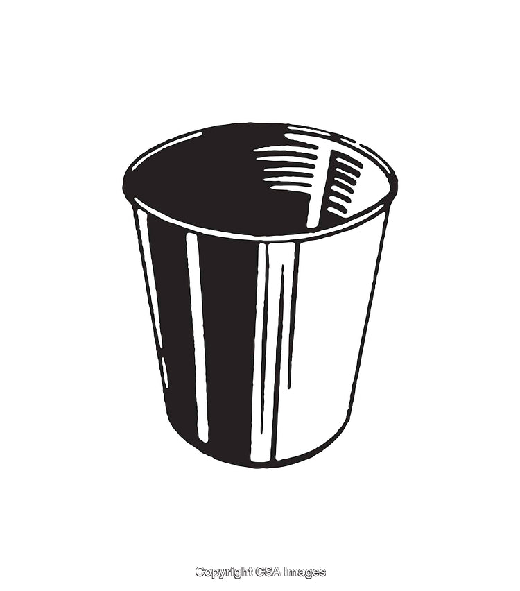 Black and White Illustration of a Simple Metal Bucket