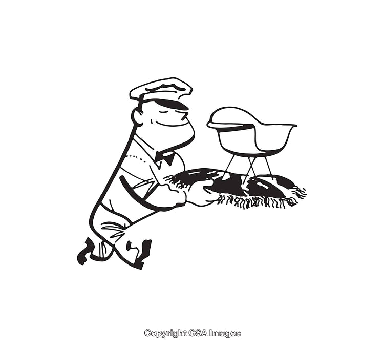 Vintage Deliveryman Carrying a Parcel with Classic Line Art Style