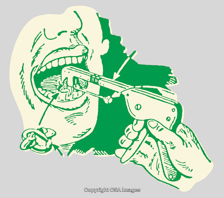 Illustration Depicting Dental Procedure in Abstract Artistic Style