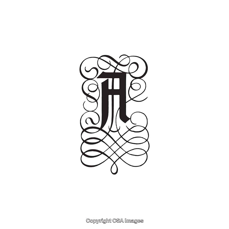 Elegant Calligraphic Letter A Ornament with Decorative Flourishes