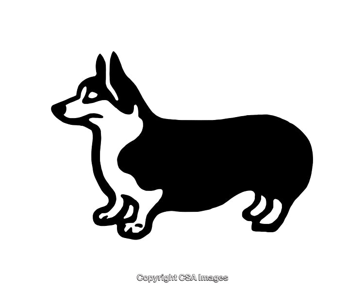 Black and White Silhouette of a Pembroke Welsh Corgi