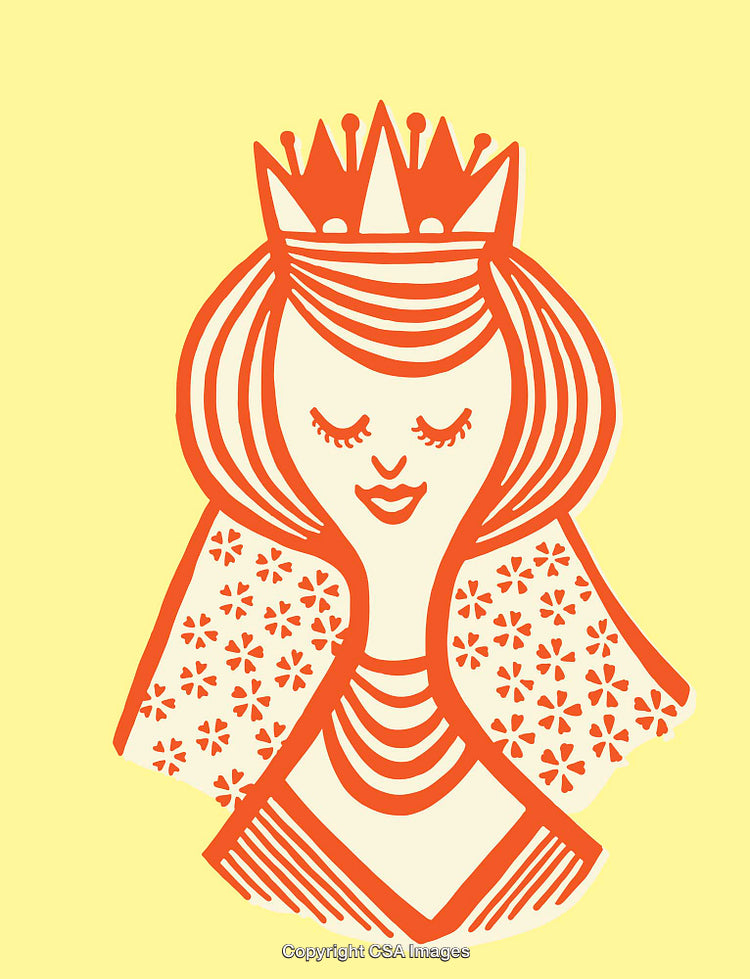 Colorful Artistic Illustration of a Queen with Ornamental Details