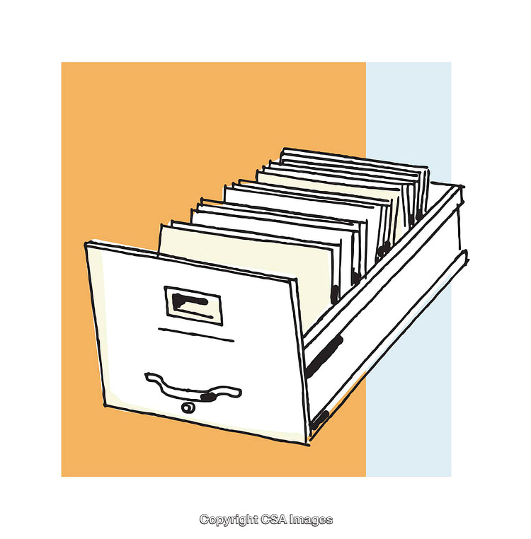 Colorful Illustration of an Open File Box with Organized Folders