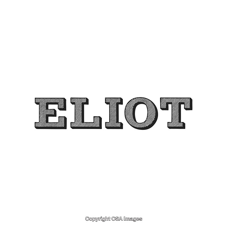 Eliot Text in Bold Hand-Drawn Engraved Font Style on White Background