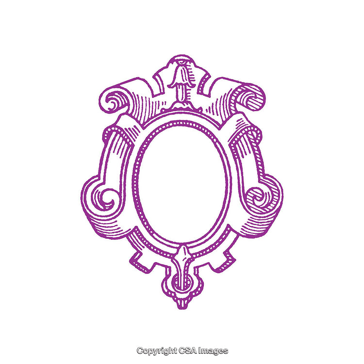 Elegant Baroque Styled Ornate Frame Illustration with Vintage Purple Design