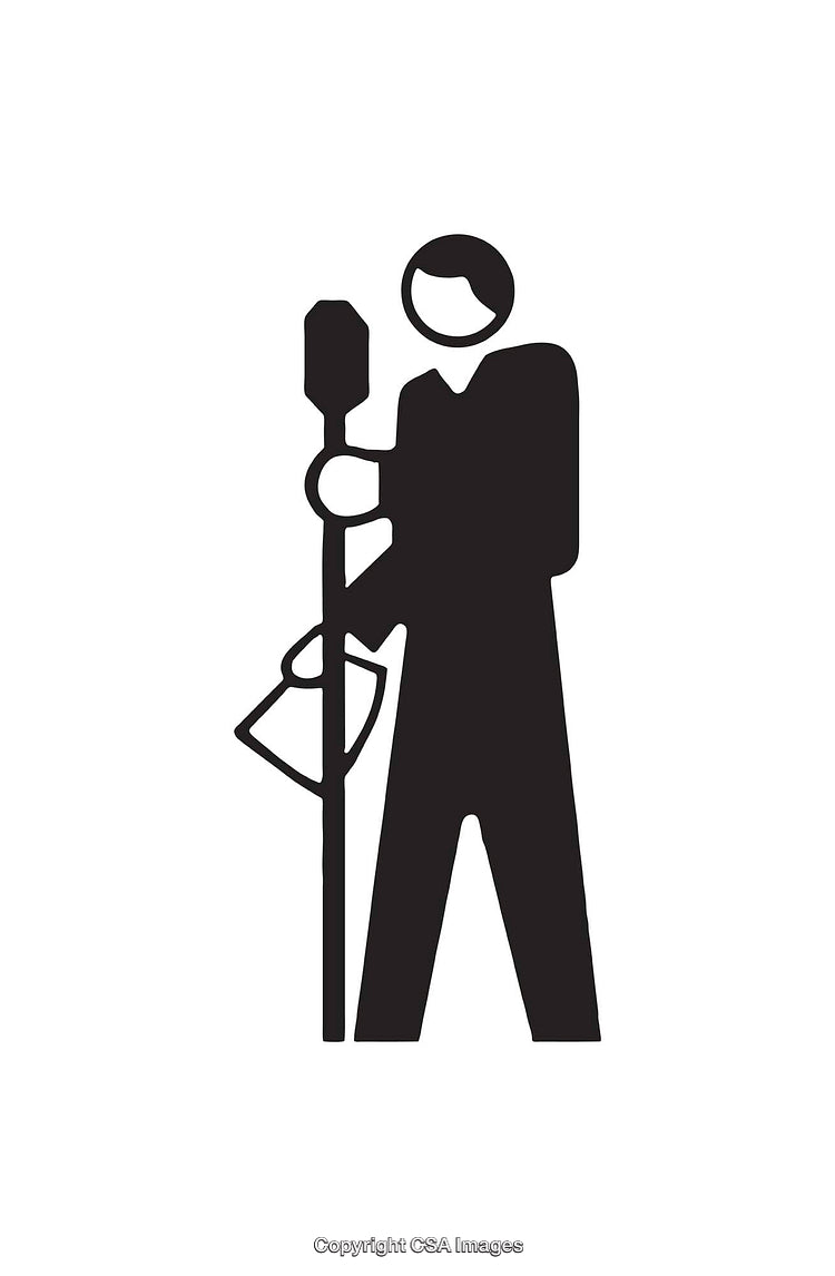 Black and White Icon of Person Holding an Item With Clarity