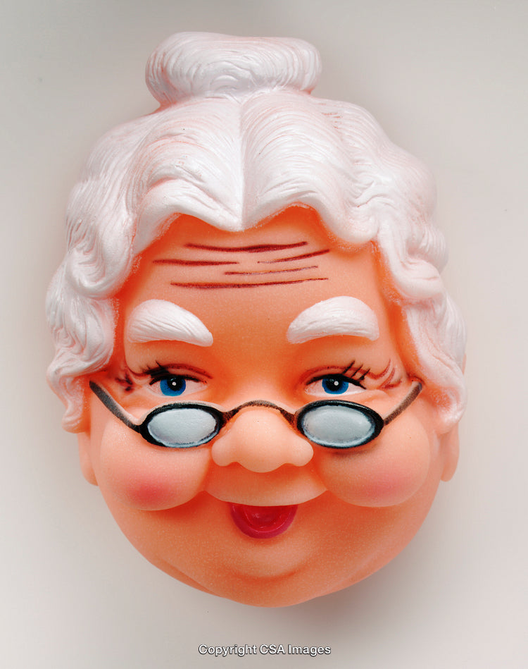 Vintage-Style Plastic Toy of Elderly Face Wearing Glasses