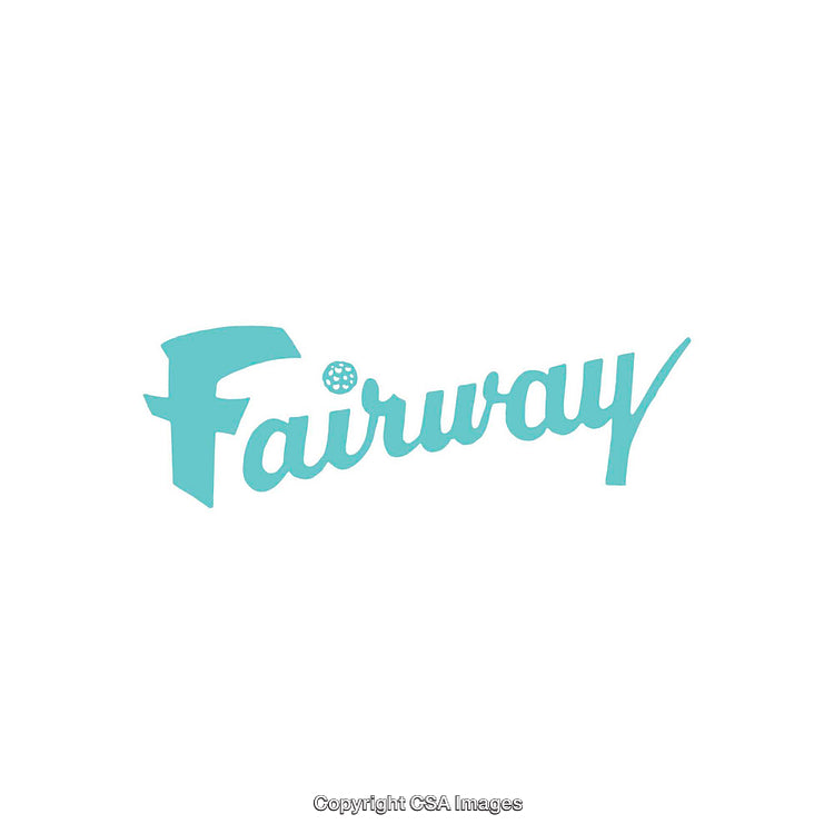 Stylized Logo Design Depicting the Term Fairway in Bright Blue