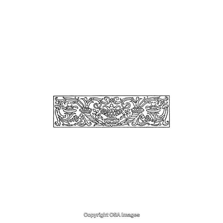 Intricate Black and White Decorative Ornament Design with Floral Motif
