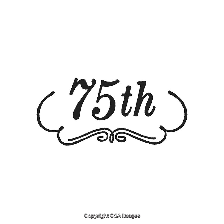 Elegant 75th Anniversary Design With Decorative Swirls and Artistic Calligraphy