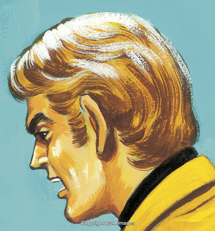 Retro Styled Male Portrait With Intense Expression in Profile View