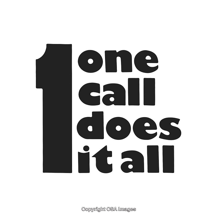 Minimalist Text Design Featuring 'One Call Does It All' Phrase