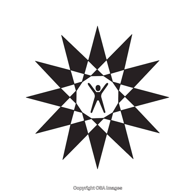 Abstract Geometric Starburst Design with Human Silhouette Centered