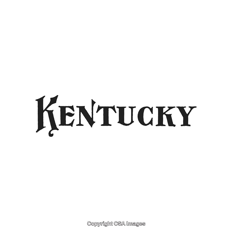 Black Text Logo of Kentucky in Gothic Font Style on White Background