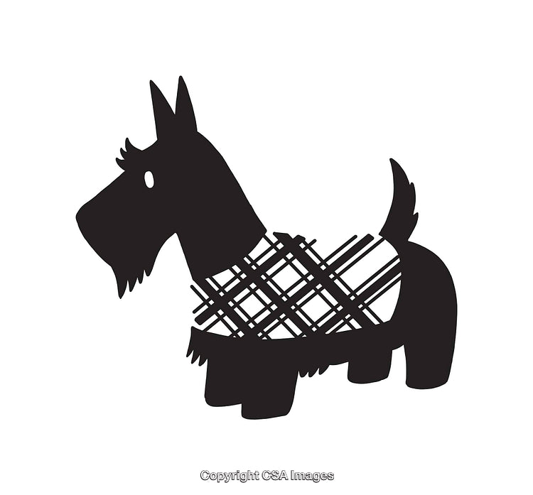 Black and White Illustration of a Dog with Checkered Pattern