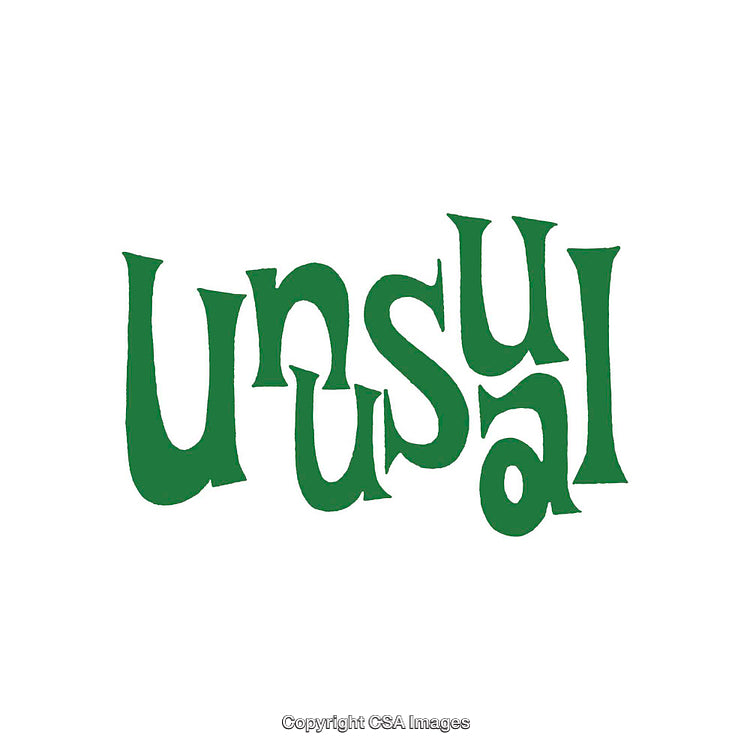 Green Text Design Showcasing the Word 'Unusual' in Unique Typography