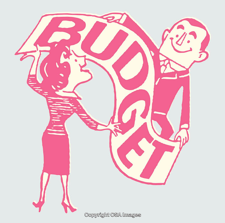 Retro Style Line Art Illustration Depicting Budget Concept