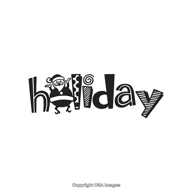 Stylized Holiday Lettering Featuring Santa Claus and Festive Typography Elements