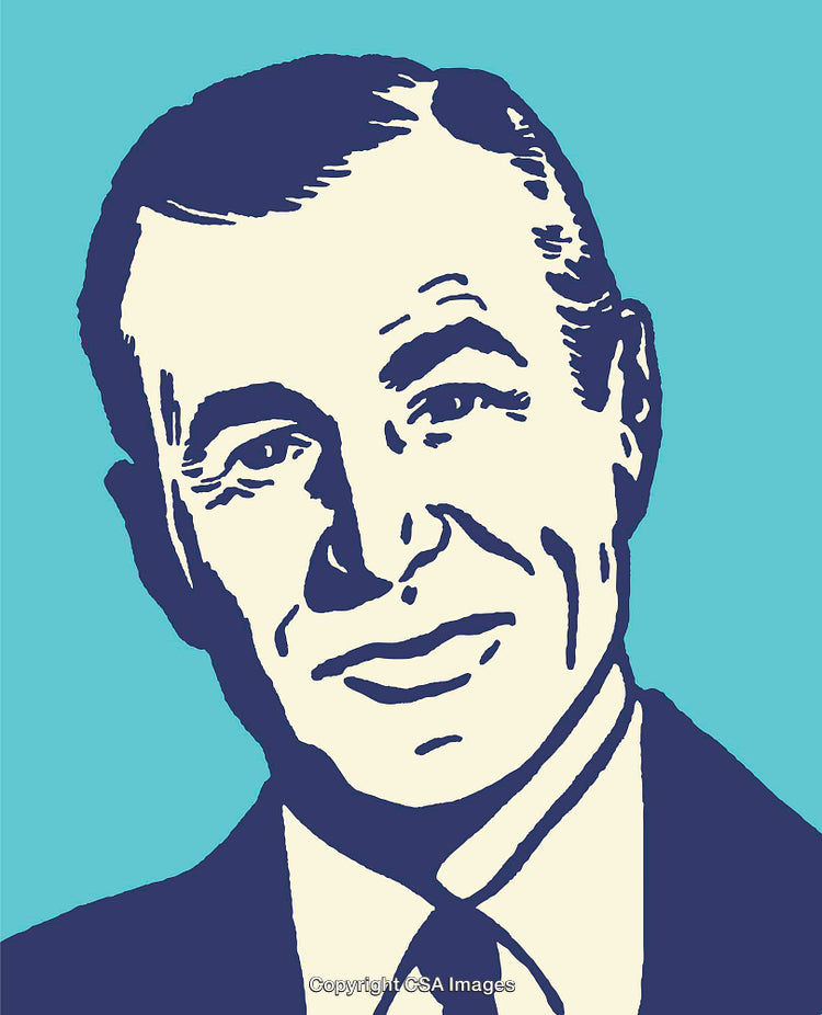 Retro Style Portrait Illustration of a Gentleman in Pop Art Colors
