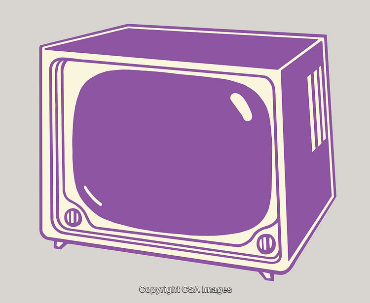 Vintage Television in Minimalist Purple Line Art Illustration Style