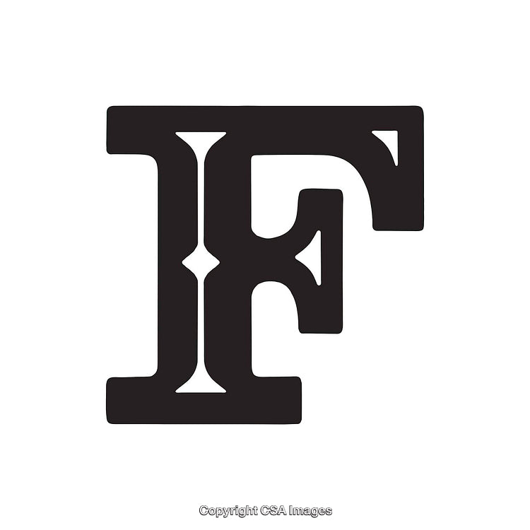 Stylized Black Letter 'F' on a White Background in Bold Font