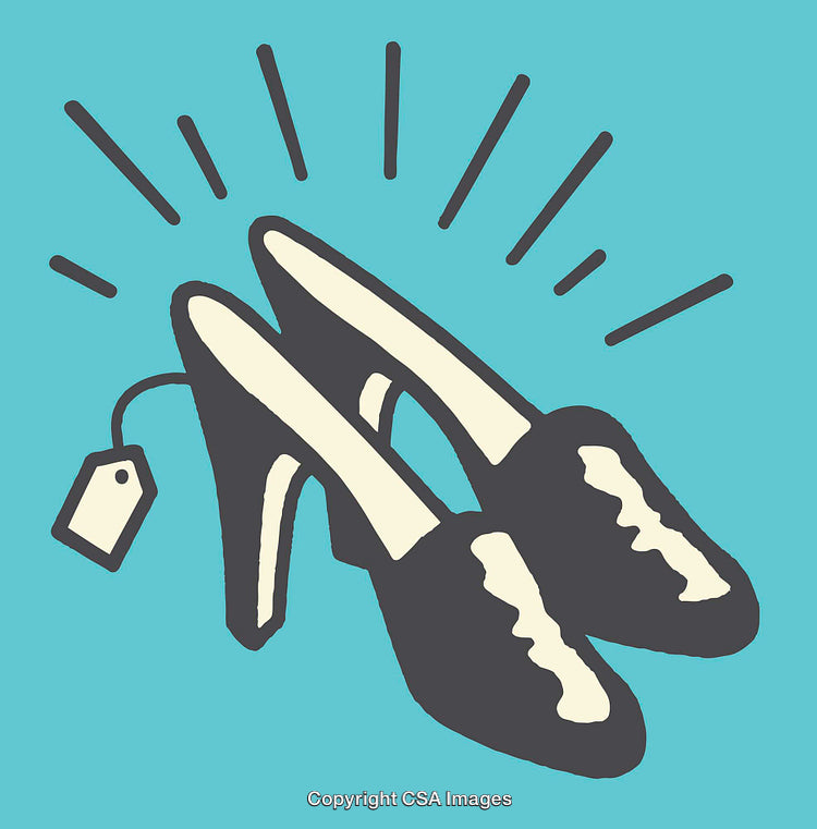 Stylish High Heels with Tag in Modern Line Art Illustration
